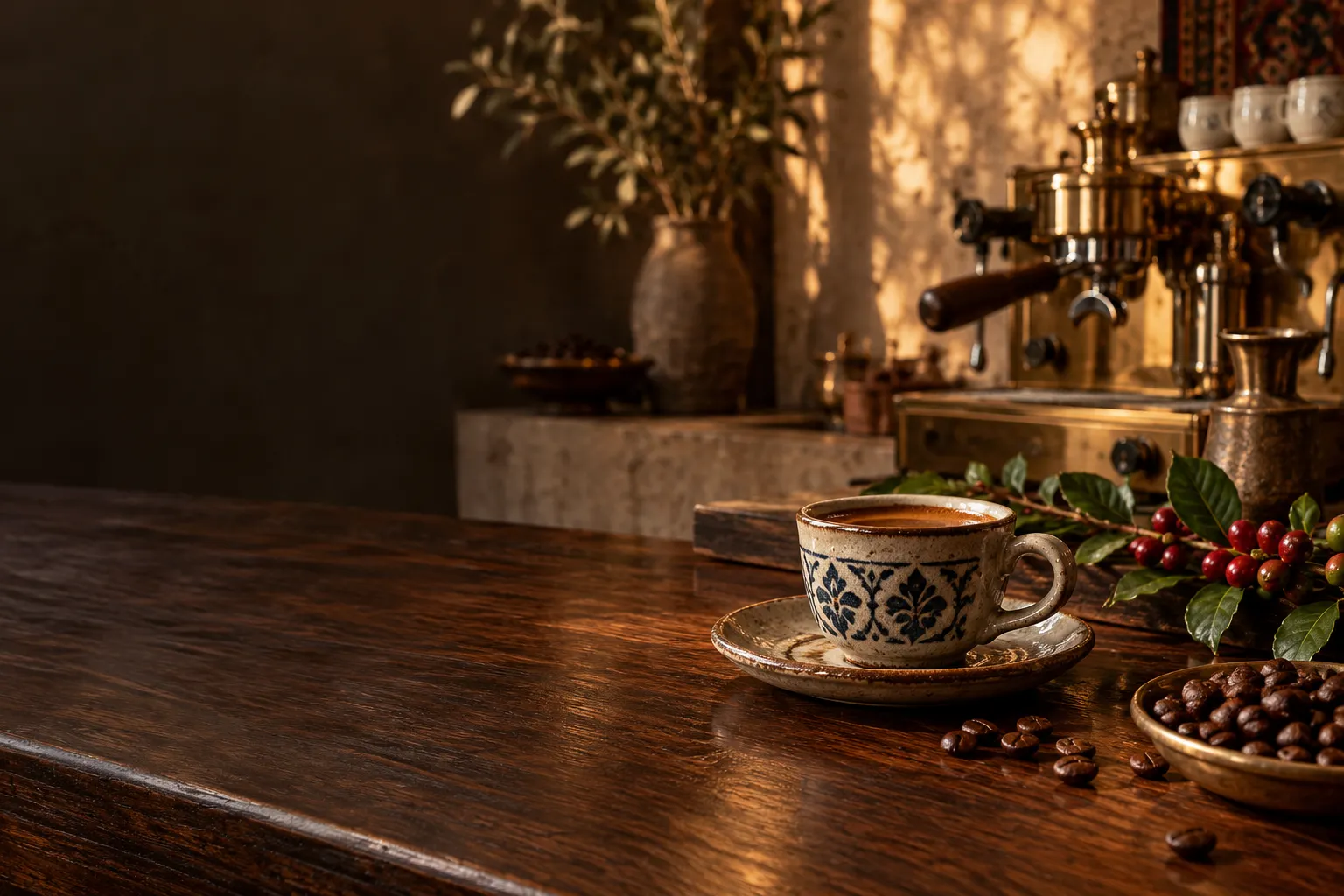 فضای داخلی گرم رُستری قهوهٔ تخصصی نگار